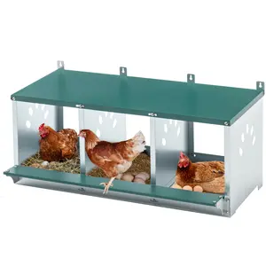 【mega deals】 Metal chicken Nesting Box, 3 RoomNesting Boxes for Poultry, Galvanized Steel, Easyto Install, Durable Design, Easy to Wash