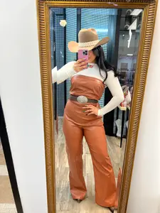 Leather camel Jumpsuit