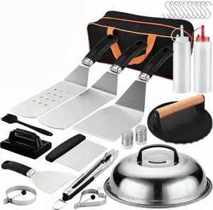 27 PCS Griddle Accessories Kit, Flat Top Grill Accessories Set for Camping, Professional Griddle Spatula Set with Melting Dome, Burger Press for Outdoor BBQ Cooking.(Mother day gift)