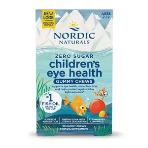 Nordic Naturals Children's Eye Health Gummies, Eye Health, 30 Ct Omega-3 EPA & DHA, Lutein & Zeaxanthin, Strawberry Lemonade Flavor, Non-GMO, Gluten & Dairy Free, Zero Sugar, Optimal Absorption