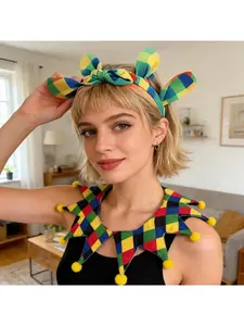 Cosplay clown detachable black and white checkered collar for Christmas costumes, Halloween detachable collar for Christmas