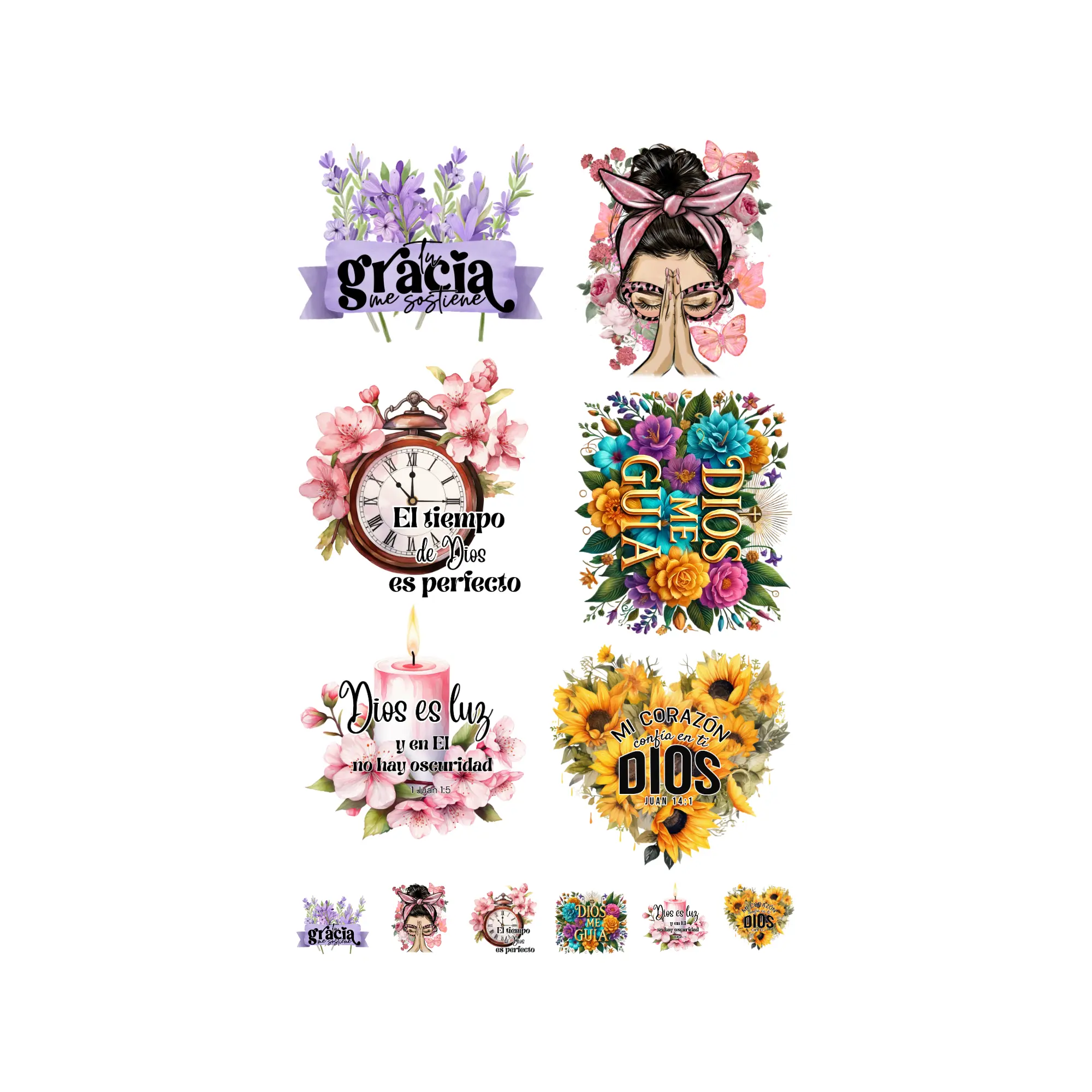 Religion Themed Fabric Transfer Gangsheets, Unisex Vibrant Crafts Supplies, 12 Transfers 22" x 36" Customized Craft for All Seasons, 325 F x 15 Secs Application