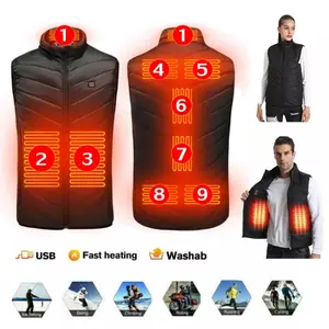 Men 9 Areas Heating Vest USB Heated Jacket Women Heated Clothes without PowerBank