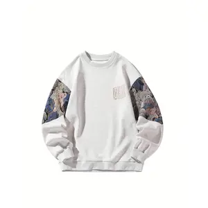 Elegant Retro Embroidered Sweater Ethnic Style Large Size Hooded Sweater Crew Neck Casual Couple Top Menswear Underwear