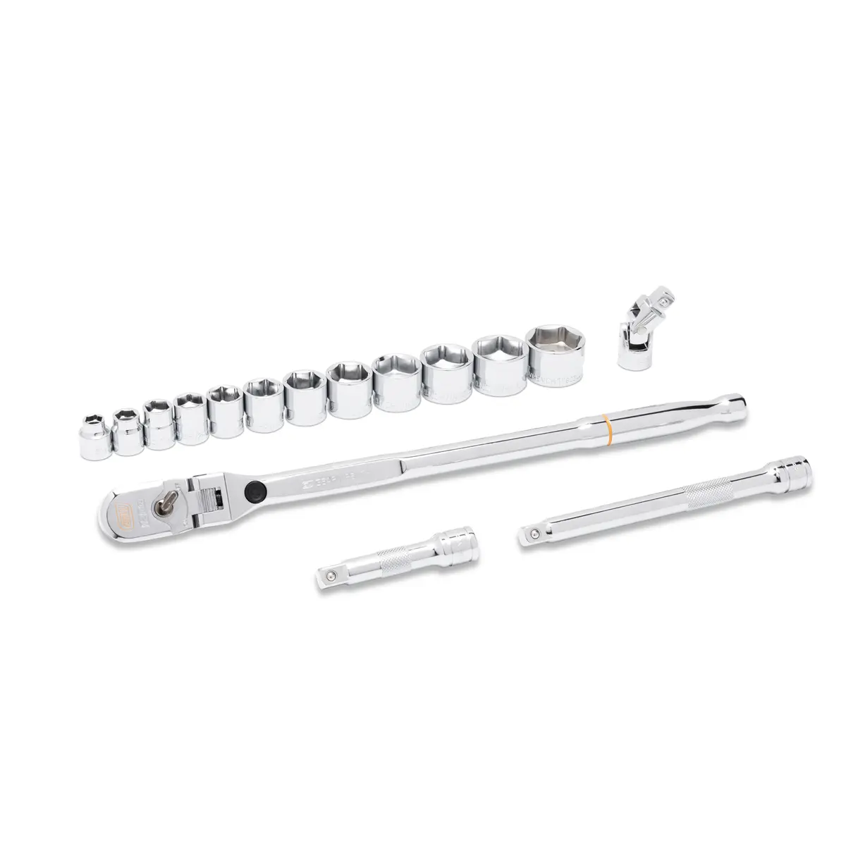 GearWrench KDT81393 0.38 in. Drive 120XP Locking Flex Head Ratchet & 6-Point SAE Stubby Socket Mechanics Tool Set - 16-Piece Dual Direction, Fastener Removal, Heavy Duty Flex Head Wrench Set, Dual Direction Ratchet Wrench Sets, Fastener Removal Wrench Set