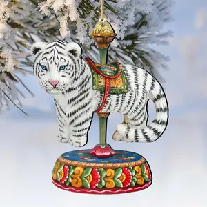 Carousel Tiger Christmas Wooden Ornaments by G. DeBrekht - Carousel Holiday Decor - 8114046