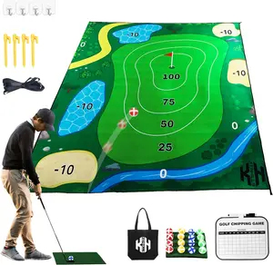 Chipping Golf Game Mat, With 20 Sticky Balls, 4 Stakes, 4 Hooks, Golf Hitting Mat, and Convenient Storage Bag. Perfect for Indoor and Outdoor Games .