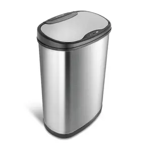 Automatic Kitchen Trash Can 13 Gallon Stainless Steel Motion Sensor Hands Free Soft Close Lid Garbage Bin Silver