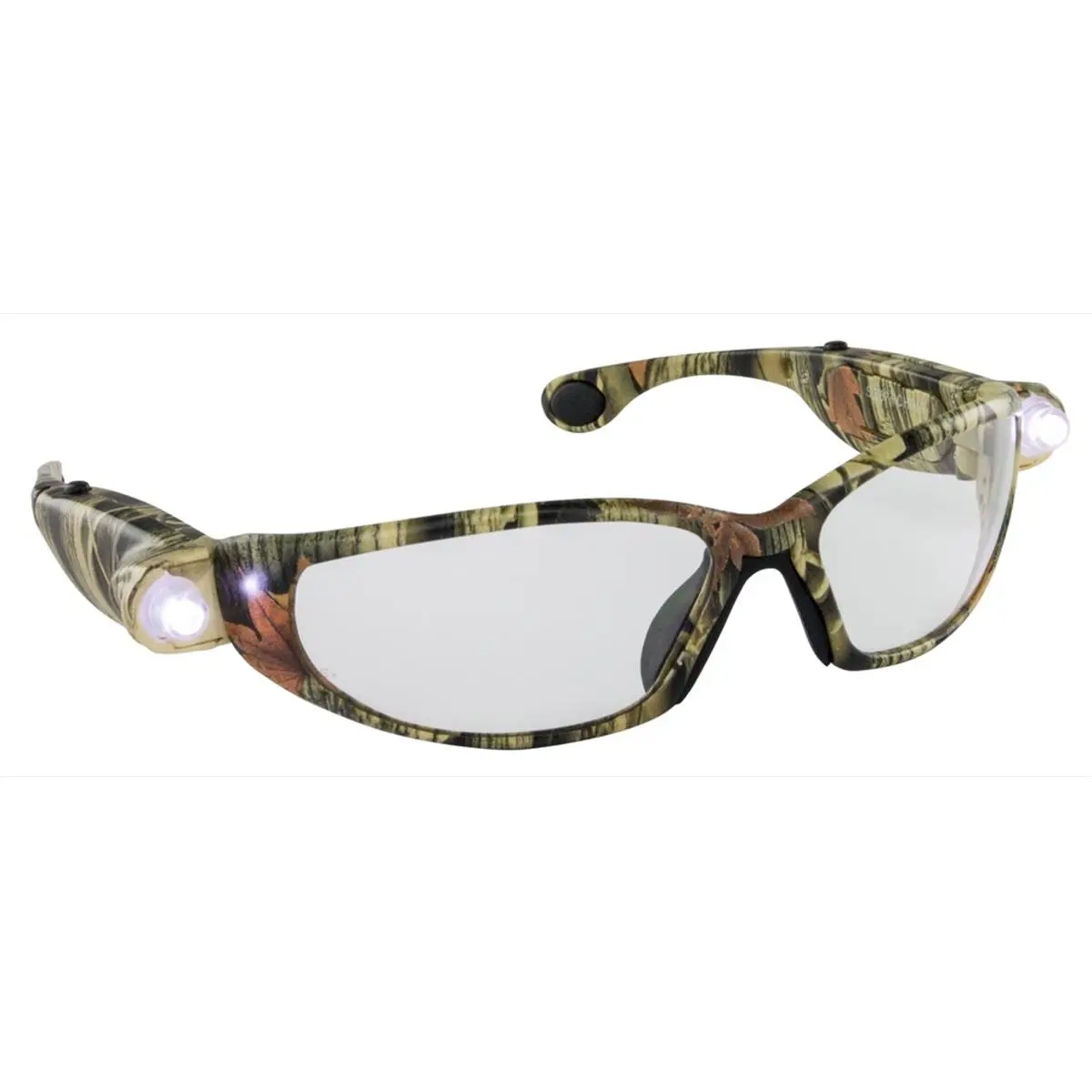 SAS Safety Tan Camo Pattern LED Light Protective Glasses - Reliable, Durable Construction - Eye Protection for Eyes, Face Shielding During Casual Work Tasks, Party Use, Casual Day Out
