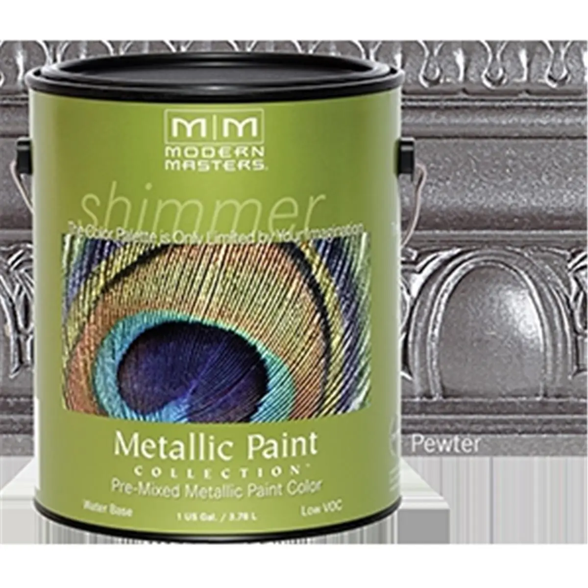 212 MAIN Modern Masters ME209 1 Gal Pewter Pre-Mixed Metallic Interior Paint - Semi-Opaque Finish, Office Supplies for Furniture, Carved Surfaces, Trim, Lamps