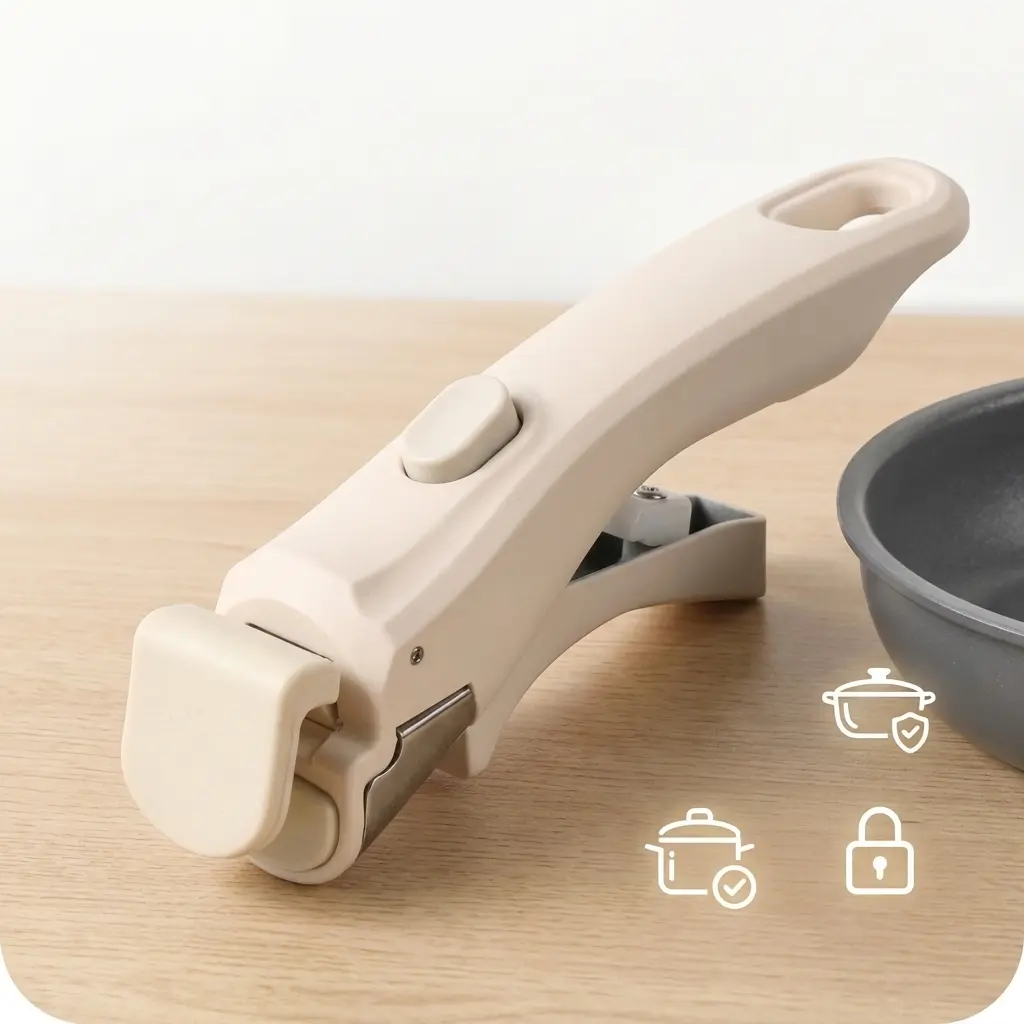 Universal Detachable Stainless Steel Cookware Handle - Kitchenware Accessory with Ergonomic Grip, Thin-Body Fit, Heat Resistance for Comfortable Cooking, Space-Saving Home Use, Collapsible, Heat Resistant