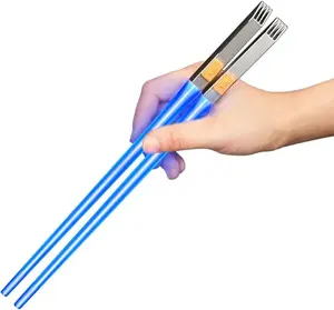 Lightsaber Chopsticks - Led Chopsticks - Resuable Sushi Lightup Sabers Chopstick Set of 1 Blue Pair Cutlery Tableware Birthday Colorful Handy Plastic