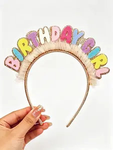 Colours Letter Design Headband, Creative Birthday Party Headband, Fashion Hair Accessories for Women & Girls, Chic Headbands