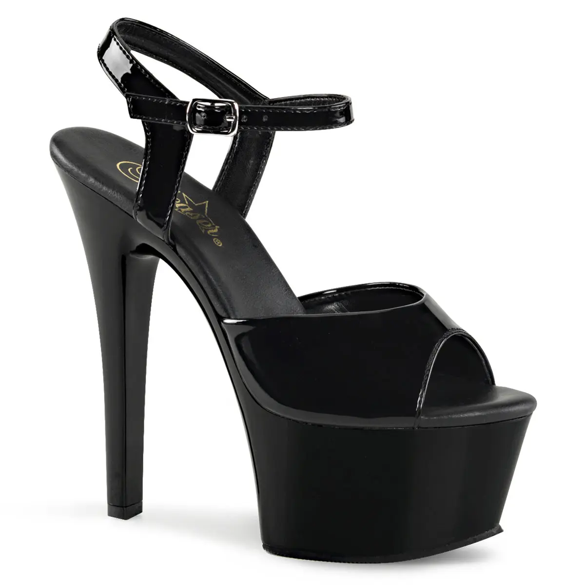 Pleaser Aspire-609 Women's Sandals, Vegan Leather Ankle Strap Footwear with a 6" Stiletto Heel and 2 1/4-Inch Platform, Sandals Women, Comfortable Heels, Synthetic, All Seasons
