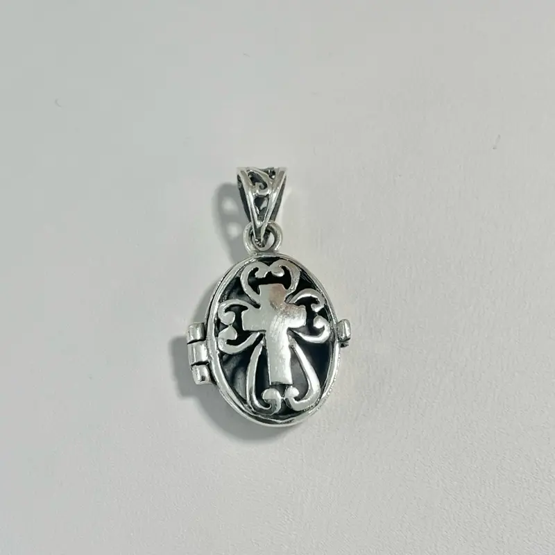 Sterling Silver 925 Reliquary Cross Locket Pendant Charm Sterling Silver 925 Reliquary Cross Locket Pendant Charm