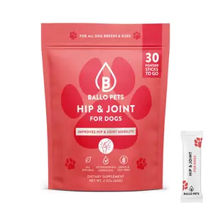 Ballo Pets Hip & Joint Powder for Dogs – Glucosamine Chondroitin MSM Joint Supplement, Arthritis Relief, Hip & Mobility Support, Stiffness & Pain Relief, Daily Powder Packets, 30 Ct