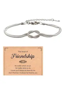Infinite Love Knot Friendship Bracelet with Card – 18K Gold / 925 Silver Adjustable Snake Chain Bracelet, Matching Partner Bracelet for Best Friends Couples, Gift for Boyfriend Girlfriend, Birthday Valentine's Day Christmas