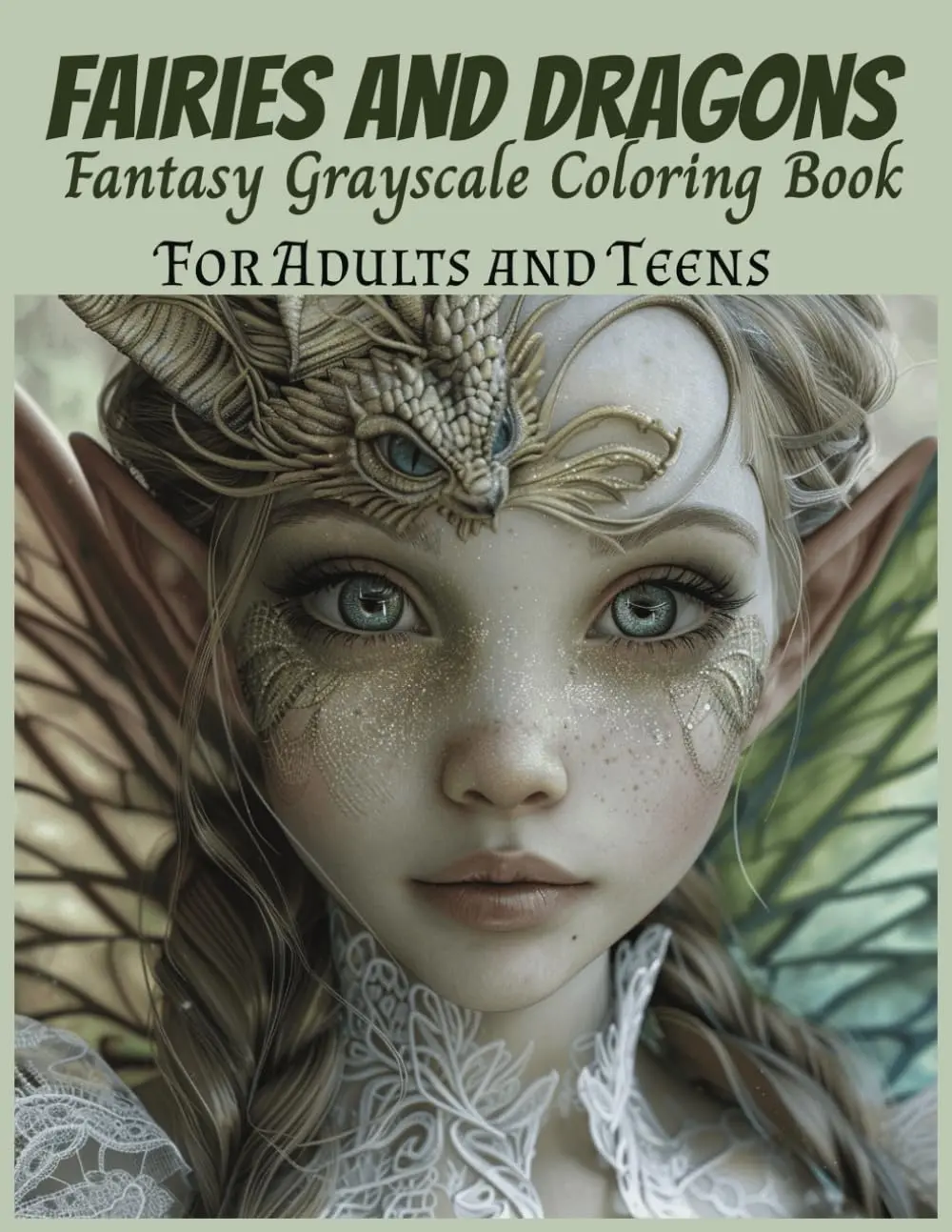 Fairies and Dragons Fantasy Grayscale Coloring Book For Adults And Teens: For Adult Relaxation and Stress Relief, Stimulate Mindfulness