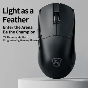 Wireless gaming mouse, three-mode 2.4G/Bluetooth 5.0/USB-C gaming mouse, rechargeable, ergonomic, suitable for laptop/PC/Mac/tablet, with 2 side keys, programmable macro, ultra-lightweight 49g, 80o0 DPI, wired connection, RGB backlight