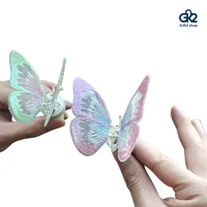6Pcs Viral TikTok Moving Embroidered Butterfly Car Air Vent Decor, Cute Healing Dashboard Ornament, Aesthetic Car Interior Accessory
