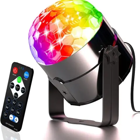Mini Dj Disco Ball Party Stage Lights Sbolight Led 7Colors Effect Projector Karaoke Equipment for Stage Lighting With Remote Control Sound Activated for Dancing Christmas Gift KTV Bar Concert Birthday