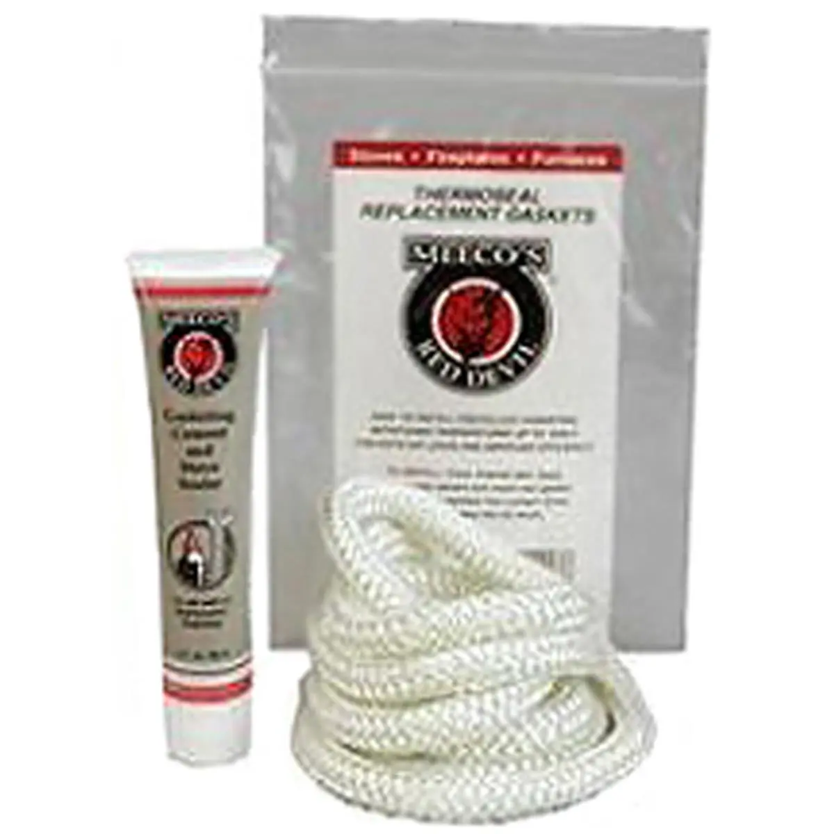 MEECO Round Shape Replacement Gasket Kit for Stoves & Fireplaces, Pliable Form Fiberglass, Heat Resistant, 100% Asbestos-Free, Includes Cement, 0.62 in x 6 ft