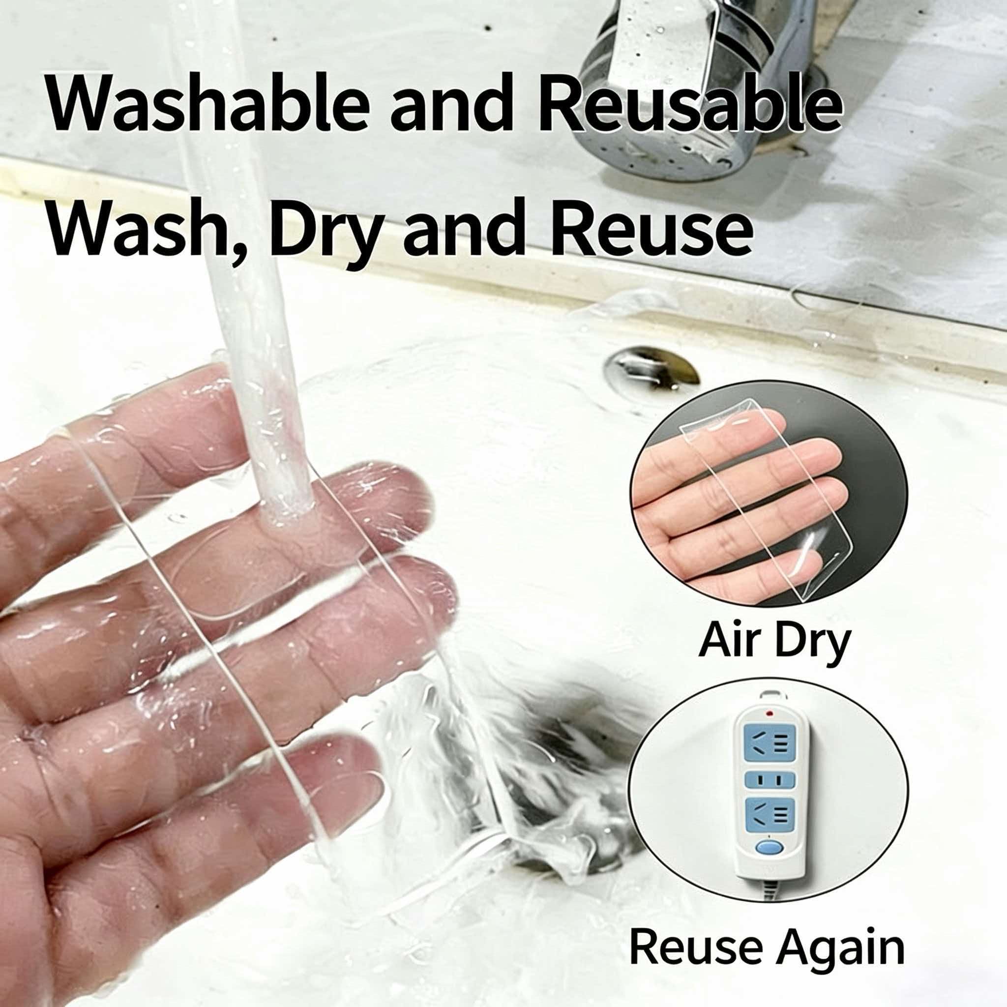 2PCS Ultra-strong Double Sided Adhesive Nano Tape Heavy Duty Transparent Reusable  Tapes Heat Resistance for Bathroom Home Decoration  Picture Hanging Picture Hanging 10.5FT Traceless Magic Tape