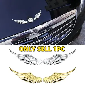 Stylish Metal Stickers for Cars and Motorcycles, Fashion Wing Design Vehicle Accessories, Durable Pair for Customizing Your Ride, Car Decorative Sticker
