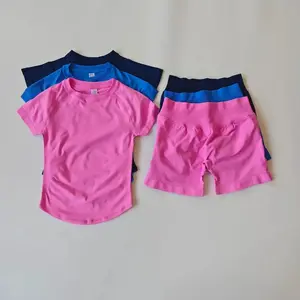 (With Logo)DENFY 2-Piece Women's Shorts, Short-Sleeved Fitness Tops, High-Waisted Sports Shorts, Sports Suits, Fitness Clothing, 2026 NEW Yoga Sets