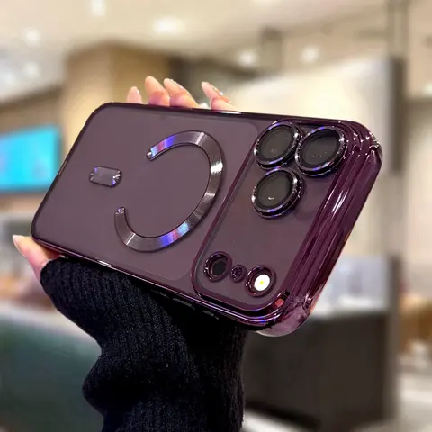 Luxury magnetic wireless charging transparent protective case, suitable for iPhone16, 15, 14, 13, 12Pro Max Plus shockproof durable non-yellowing silicone shell Cover Protection Screen Protector Casing
