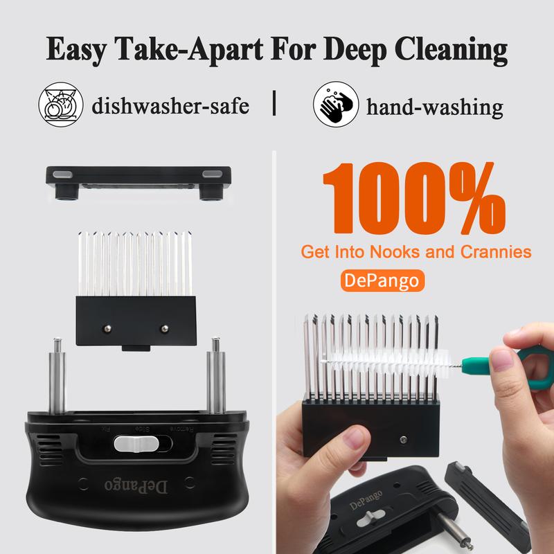 DePango Meat Tenderizer with 48 Stainless Steel Blades, Ergonomic Handle for Easy Pressing, Detachable Design for Thorough Cleaning, Ideal for Beef, Pork, Chicken