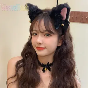 Women's Lace Collar & Cat Ear Headband Set, Cute Plush Headdress with Jingle Bell, Sexy Y2K Aesthetic Design, Perfect Cosplay Costume Accessories for Christmas, Halloween, Holiday Parties, Masquerade, Night Out & Daily Sweet Styling
