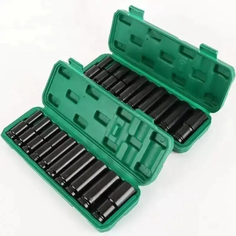 1/2 Inch 8-24 Mm Deep Drive Electric SleeveTool Impact Wrench Adapter (10pcs/set), Multifunctional Hand Tool Socket Set, Carbon Steel Auto Repair Tool