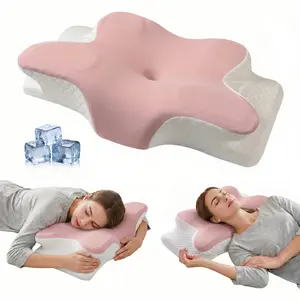 Cooling Contour Cervical Pillow Ergonomic Memory Foam Neck Pillow for Deep Sleep Relief Arm Pressure Contour Support Bed Pillow for Side Back Sleeper