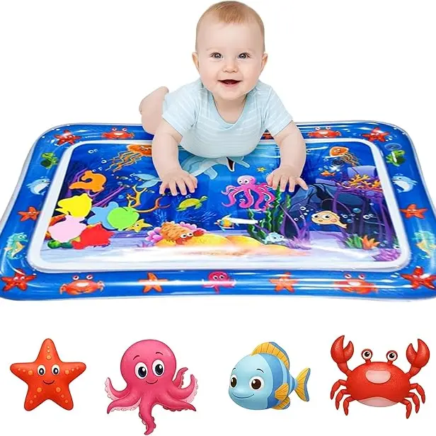 Inflatable Tummy Time Mat Premium Baby Water Play Mat for Infants and Toddlers Baby Toys for 3 to 24 Months, Strengthen Your Baby's Muscles, Portable