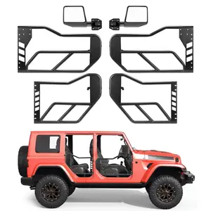 VEVOR Jeep Tube Doors, 4-Door, Compatible with 2007-2018 Jeep Wrangler JK JKU Unlimited, Steel Off Road Front & Rear Tubular Half Doors with DOT Certified Side View Mirrors, Storage Bag & Rubber Pads