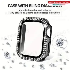 KAYKWONG'S Double Row Simulated Diamond Design Watch Screen Protector Case f or Iwatch Series 9/8/7/6/5/4 Ultra, Durable Protection for 49mm-41mm Models