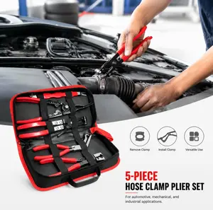 Automotive Repair Tool Set - High Carbon Steel 60° Connector Breaker, Disconnect Pliers, Hose Clamp, Trim Clip Removal Pliers, Plug Release & Adjustable Wire Terminal Removal Tools