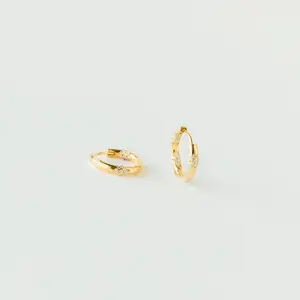 Kaia Diamond Huggies by Caitlyn Minimalist - Dainty Eternity Pave Huggie Earrings - Spaced Crystal Hoop Earrings - Minimalist Earrings - Gift for Her