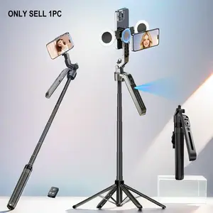 Automatic Face Tracking Gimbal, Magnetic Phone Holder, Dual Phone Slots, 70-Inch Tripod, Selfie Stick, 360° Rotation, Remote Control, Vlog Live Streaming Accessories