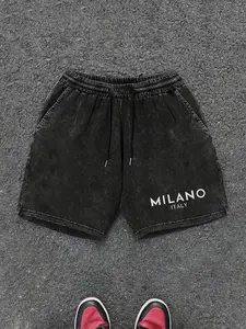 Men's Summer Gym Shorts with Graphic Print, Loose-Fitting Stylish Urban Streetwear for All Seasons, Trendy Hip Hop Casual Comfort, Loose Sports Shorts, Logo Impact Shorts