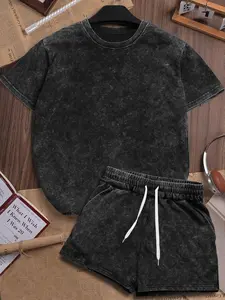 Women's Vintage Style Sportswear Set, Elegant Summer Casual Round Neck Loose Short Sleeve Top & Shorts, Suitable for Daily Commute