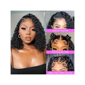 13x6 Bob Wigs Human Hair Deep Wave HD Lace Front Wigs Human Hair For Women Glueless Lace Front Wigs Human Hair Pre Plucked With Baby Hair Natural Hairline