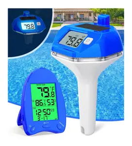 LuxBlue 2026 Solar Wireless Pool Thermometer, 650FT Transmission | Extra-Large Backlit Digital Display - Easy Read at Night | IP68 Waterproof Floating Pool Temperature Thermometer for Hot Tub, Spa