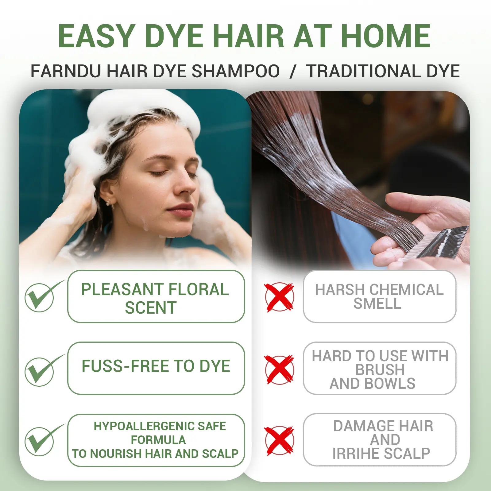 FARNDU Hair Dye Shampoo, Gray Coverage, 3 in 1 (+Shampoo+Conditioner), 10 Minute Color for Men & Women, All Hair Types, Long Lasting, 400ml FARNDU Hair Dye Shampoo, Gray Coverage, 3 in 1 (+Shampoo+Conditioner), 10 Minute Color for Men & Women, All Hair Types, Long Lasting, 400ml