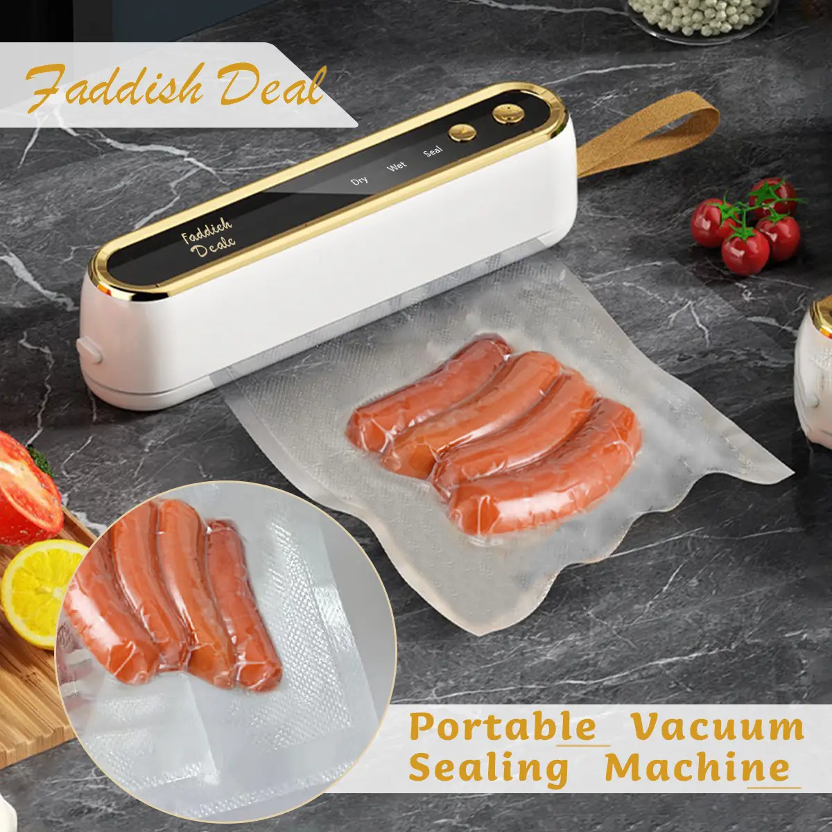 【Faddish】Portable vacuum sealing machine, automatic electric vacuum sealing machine, one click to keep vegetables and meat fresh! Springtok