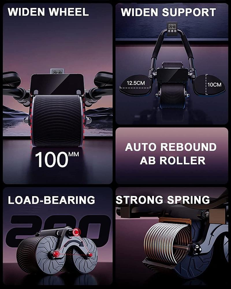 ab roller wheel workout Abdominal Fitness Wheel for Core Muscles Training Automatic Rebound Ab Roller with Timer ab roller wheel workout Abdominal Fitness Wheel for Core Muscles Training Automatic Rebound Ab Roller with Timer
