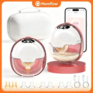 2 Pack Hands Free Breast Pump Comfortable, Painless Strong Suction Power Rechargeable Electric Breast Pump Smart App Wearable Pump Leakproof 4 Modes Levels Wireless Pump for Driving Office Yoga Sleeping