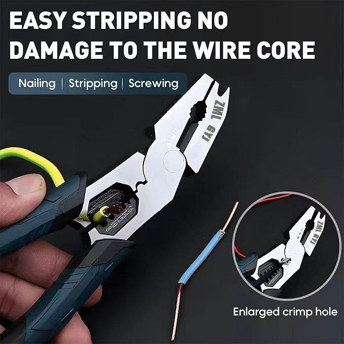 ZML 6-in-1 Multi-Function Wire Stripper Pliers CR-V Steel Construction Powerful Cutting Diagonal Cutters for Wire Electrical Cables Special Tools Wirecutters Wirepliers Sharp Cutting Edge Neat Fracture.Christmas