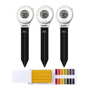 RainPoint Digital Compact Soil Moisture Meter for Indoor Outdoor Plants 3 pcs Ultra Portable with LED Display & Customizable Hang Tag Hole for Garden Lawn Farm